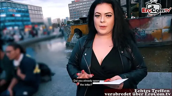 New German fat BBW girl picked up at street casting power Tube