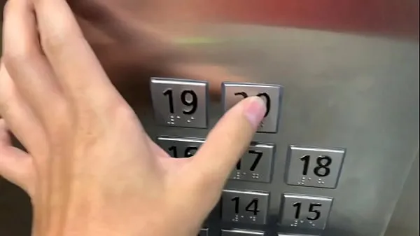 أنبوب طاقة Sex in public, in the elevator with a stranger and they catch us جديد